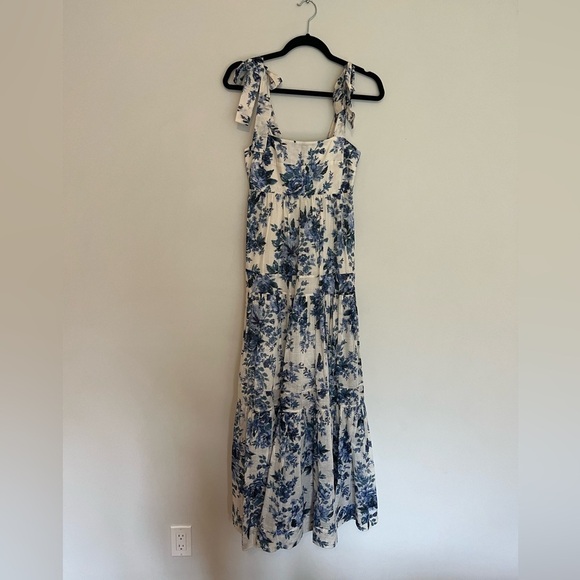 ZIMMERMANN Aliane Floral Cotton Voile Midi Dress - Blue - Picture 4 of 10